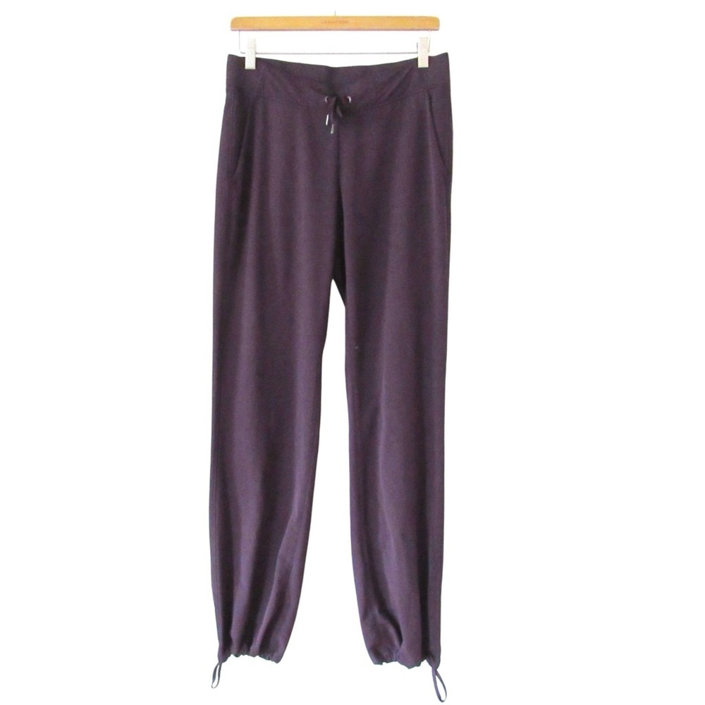 Athleta Midtown Trouser Pants 6 Tall Wild Raisin Purple Cinched Hem Athletic